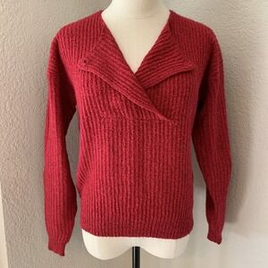 Vintage 80s 90s Super Soft Pronto Women's Cherry Red Silk Angora Sweater Size M